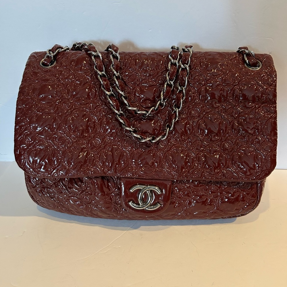 Chanel Quilted Burgundy Jumbo  Bag
